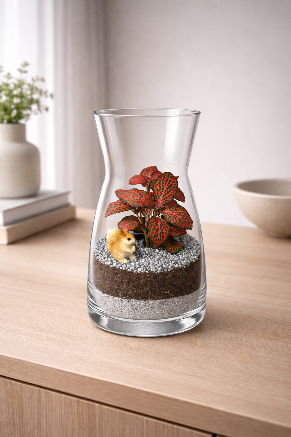 Rastlinné terárium strieborné s veveričkou
